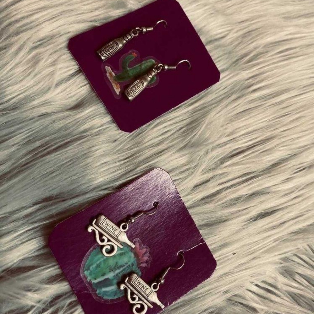 Beer and Wine Dangle Earrings